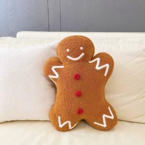 Gingerbread Man Sherpa Pillow Faux Fur Christmas Pillow Snowman Pillow Gingerbread Man Pillow